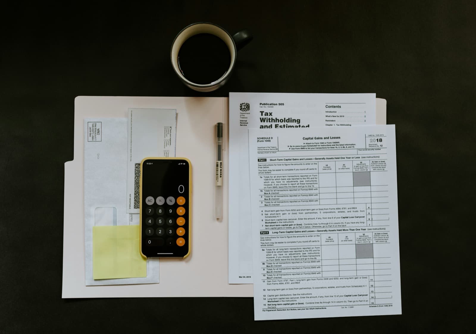 Organized financial documents and bookkeeping materials